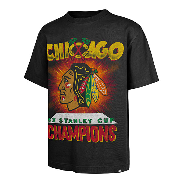 The model is wearing this NHL Chicago Blackhawks Sigma ’47 T-Shirt in black. 4