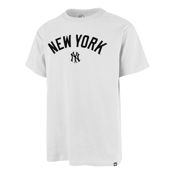 The model is wearing this MLB New York Yankees Imprint Echo ’47 T-Shirt in white. 1