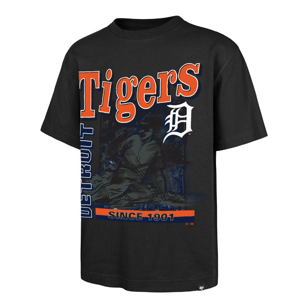 The model is wearing this MLB Detroit Tigers Speed Burst Foundation ’47 T-Shirt in black. 1
