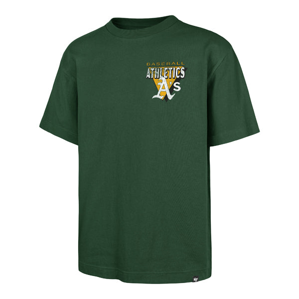 The model is wearing this MLB Oakland Athletics Under Bar ’47 Foundation T-Shirt in dark green. 1