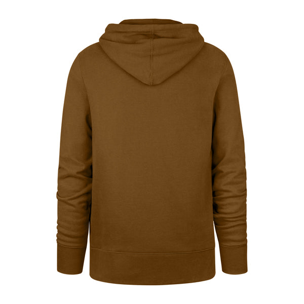 The model is wearing this MLB New York Yankees Base Runner Burnside ’47 Hoodie in dark brown. 2