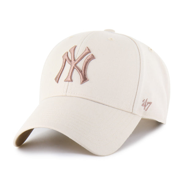 Pictured is this MLB New York Yankees Ballpark ’47 MVP cap in natural and portabella. 1