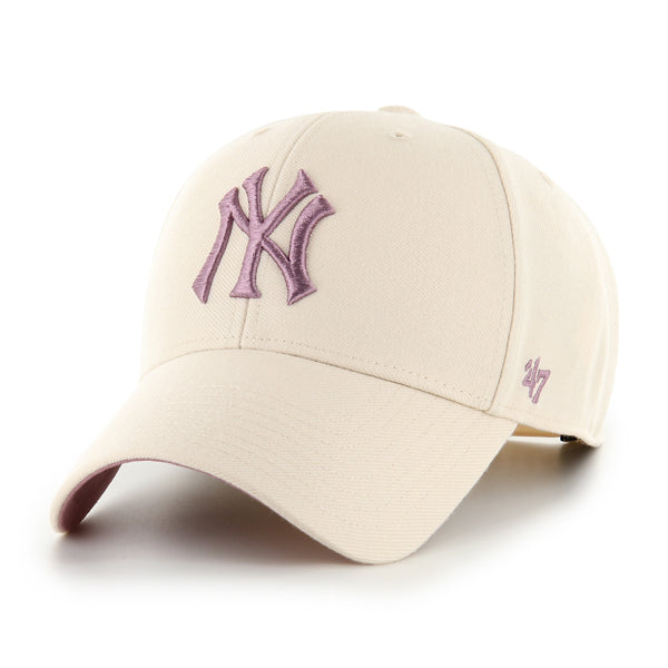 Pictured is this MLB New York Yankees Ballpark '47 MVP cap in natural and mauve. 1