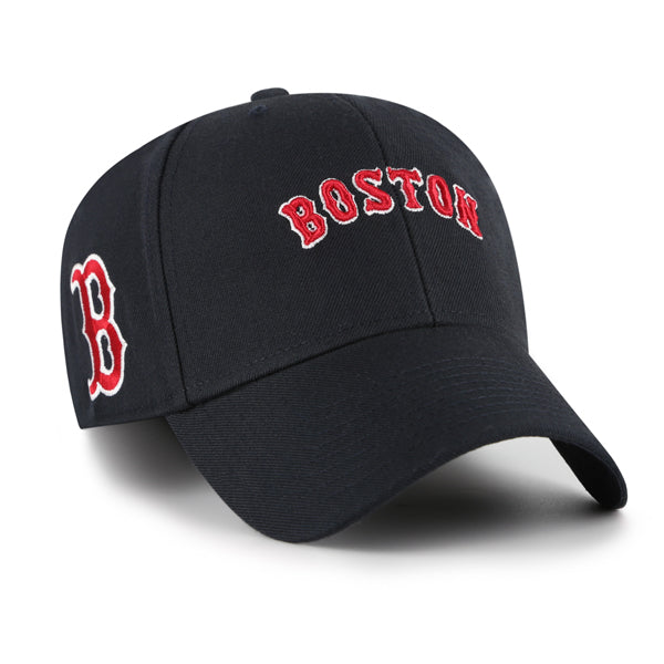 Pictured is this MLB Boston Red Sox Ballpark Script Shot ’47 MVP cap in navy. 1