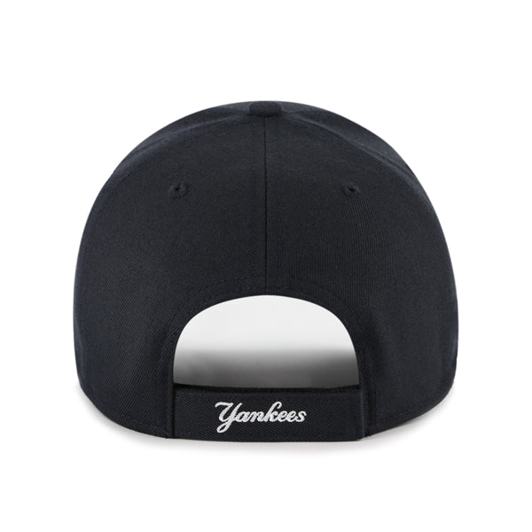 Pictured is this MLB New York Yankees Ballpark Script Shot ’47 MVP cap in navy. 2