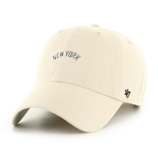 Pictured is this MLB New York Yankees Script Base Runner ’47 CLEAN UP cap in natural. 1