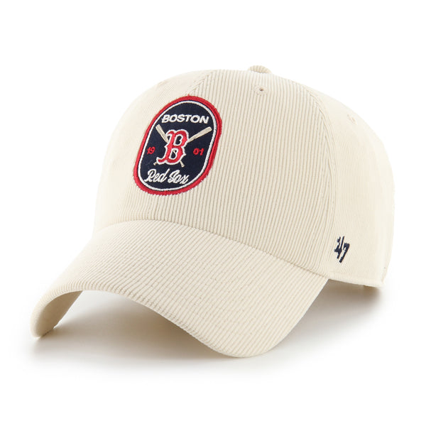 Pictured is this MLB Boston Red Sox Crosspatch Cord ’47 CLEAN UP cap in natural. 1