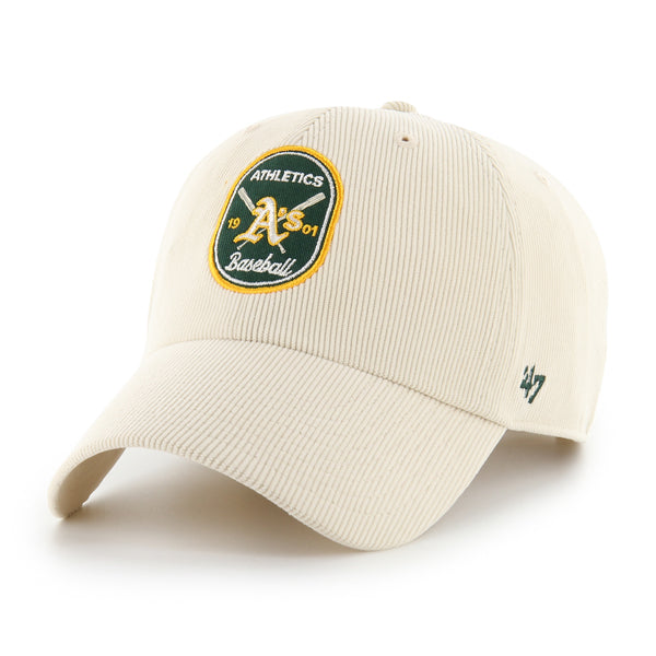 Pictured is this MLB Oakland Athletics Crosspatch Cord ’47 CLEAN UP cap in natural. 1