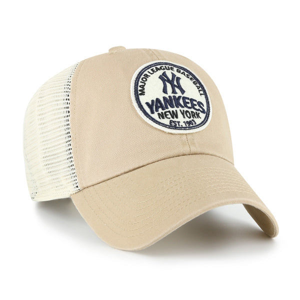 Pictured is this MLB New York Yankees Felton ’47 CLEAN UP cap in beige. 2