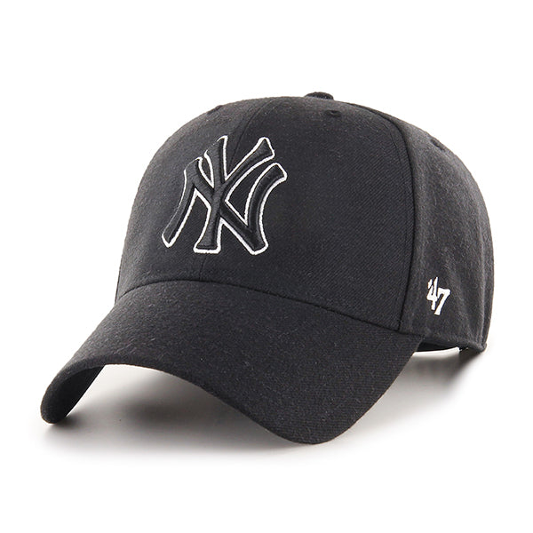 Pictured is this MLB New York Yankees Snapback '47 MVP cap in black. 1