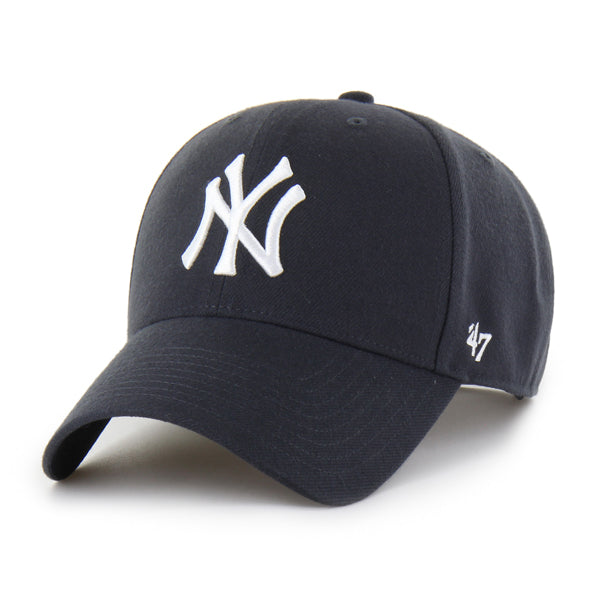 Pictured is this MLB New York Yankees Snapback ’47 MVP cap in navy. 1