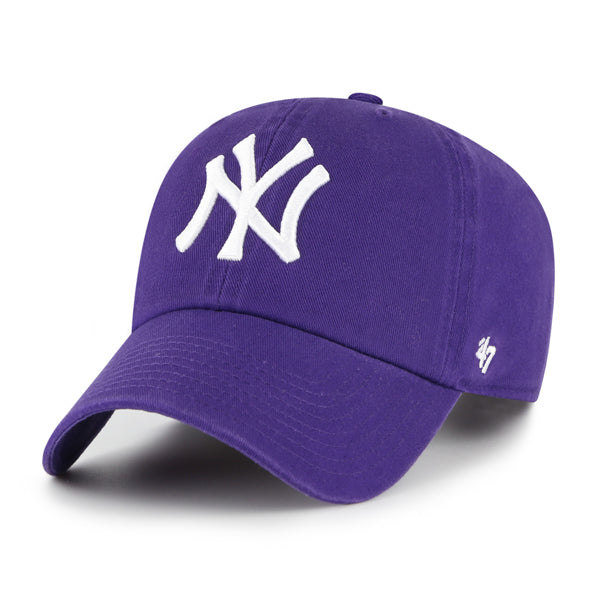 Pictured is this MLB New York Yankees ’47 CLEAN UP cap in purple. 1