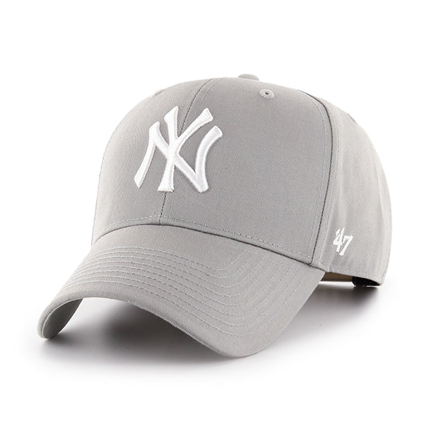Pictured is this MLB New York Yankees Raised Basic ’47 MVP cap in grey. 1