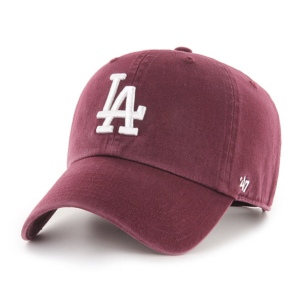 Pictured is this MLB Los Angeles Dodgers ’47 CLEAN UP cap in dark red. 1