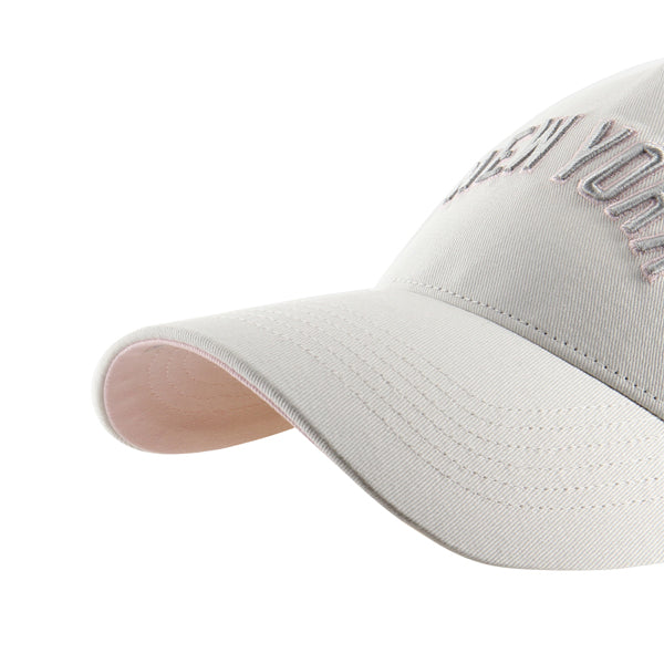 Pictured is this MLB New York Yankees Soft Glow Script '47 OFFSIDE DT cap in white and digital pink. 4