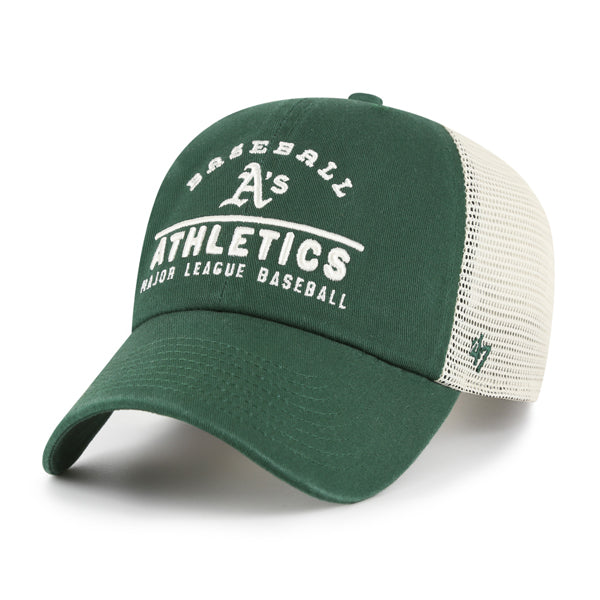 Pictured is this MLB Athletics Windham Mesh ’47 CLEAN UP cap in green. 1