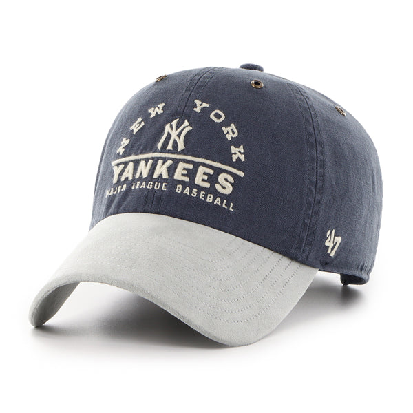 Pictured is this MLB New York Yankees Windham Suede ’47 CLEAN UP cap in navy. 1