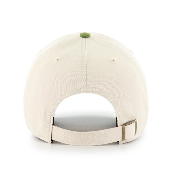 Pictured is this MLB Oakland Athletics Cooperstown TT Graphic Washed ’47 CLEAN UP cap in natural. 3