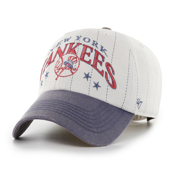 Pictured is this MLB New York Yankees Cooperstown Graphic Pinstripe ’47 CLEAN UP cap in white. 1