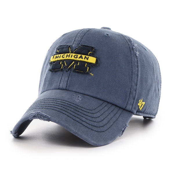Pictured is this Collegiate Michigan Wolverines Weathered ’47 CLEAN UP cap in navy. 1