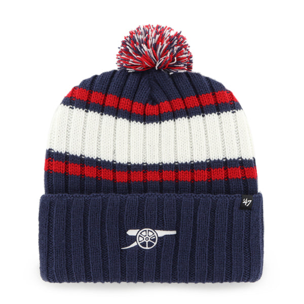 Pictured is this Arsenal FC Plateau ’47 CUFF KNIT beanie cap in navy. 1