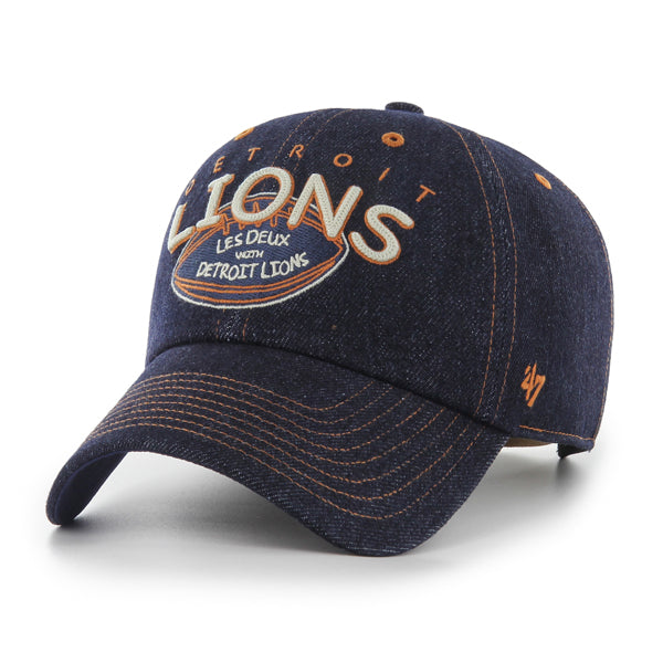 Pictured is this Les Deux X NFL Emb Denim Detroit Lions ’47 CLEAN UP cap in dark blue. 2
