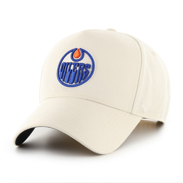 Pictured is this NHL Edmonton Oilers Ballpark ’47 OFFSIDE DT cap in natural. 1