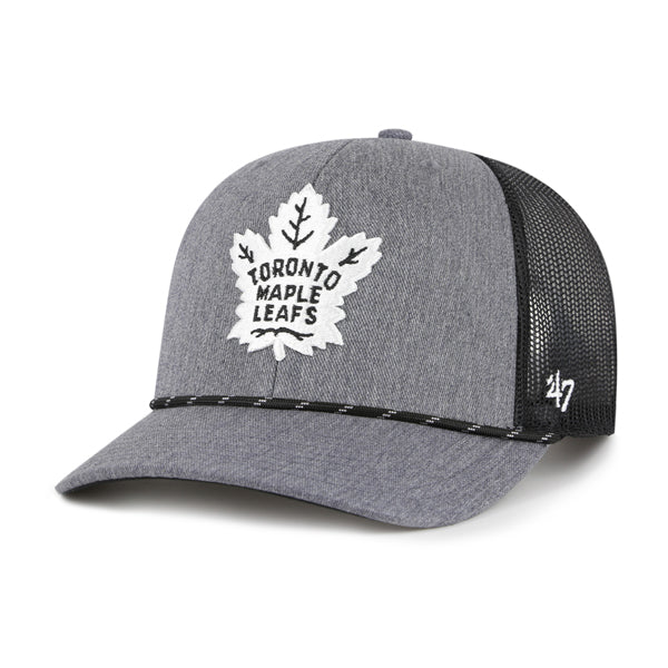 Pictured is this NHL Toronto Maple Leafs Carbon Rope ’47 TRUCKER cap in dark grey. 1