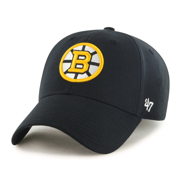 Pictured is this NHL Boston Bruins Legend ’47 MVP cap in black. 1
