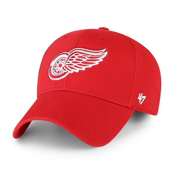 Pictured is this NHL Detroit Red Wings Legend ’47 MVP cap in red. 1