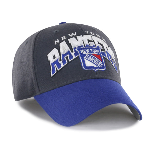 Pictured is this NHL New York Rangers Split Block ’47 MVP cap in charcoal. 2