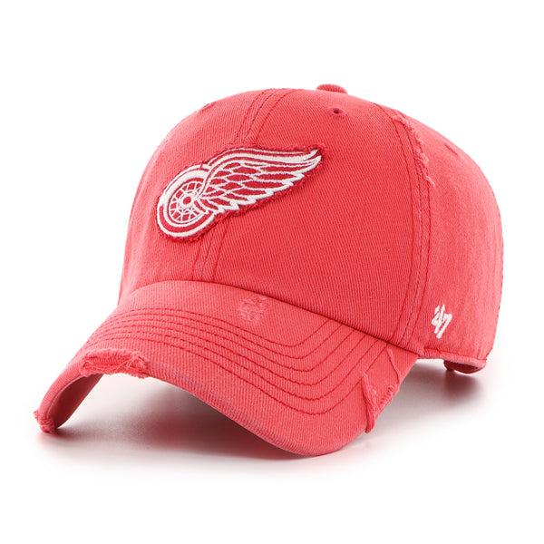 Pictured is this NHL Detroit Red Wings Weathered '47 CLEAN UP cap in red. 1