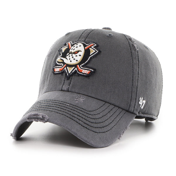 Pictured is this NHL Anaheim Ducks Weathered ’47 CLEAN UP cap in dark grey. 1