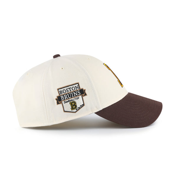 Pictured is this NHL Boston Bruins Sure Shot ’47 MVP cap in natural. 4