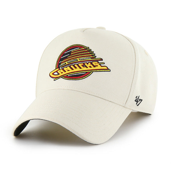 Pictured is this NHL Vancouver Canucks Ballpark ’47 OFFSIDE DT cap in sandstorm. 1