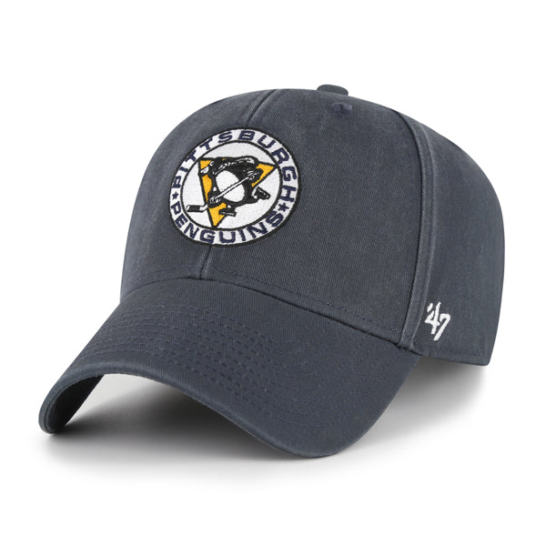 Pictured is this NHL Pittsburgh Penguins Legend ’47 MVP cap in navy. 1