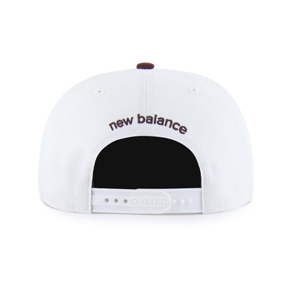 Pictured is this New Balance Arch Suede ’47 CAPTAIN RL cap in white & red. 3