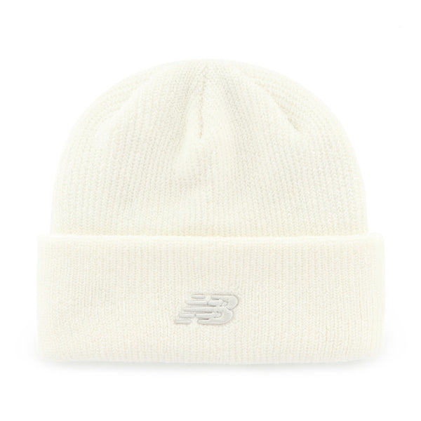 Pictured is this New Balance Core ’47 CUFF KNIT beanie cap in white. 1