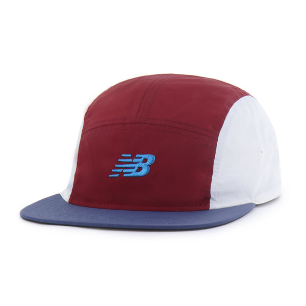 Pictured is this New Balance BRRR Alt 5 Panel EX ’47 FIVE PANEL cap in dark red. 1