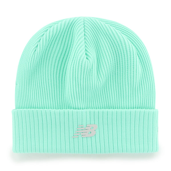 Pictured is this New Balance Reflect ’47 CUFF KNIT beanie cap in turquoise. 1