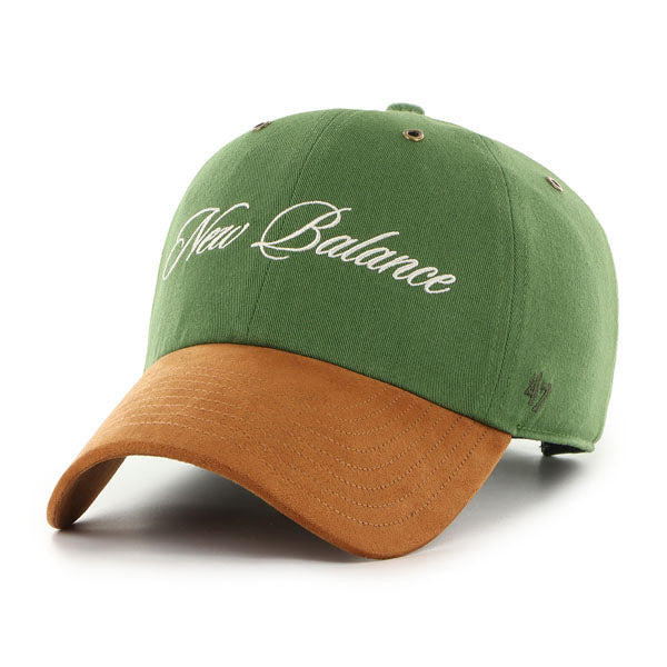 Pictured is this New Balance Script Suede ’47 CLEAN UP cap in green. 1