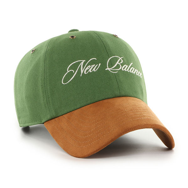 Pictured is this New Balance Script Suede ’47 CLEAN UP cap in green. 3