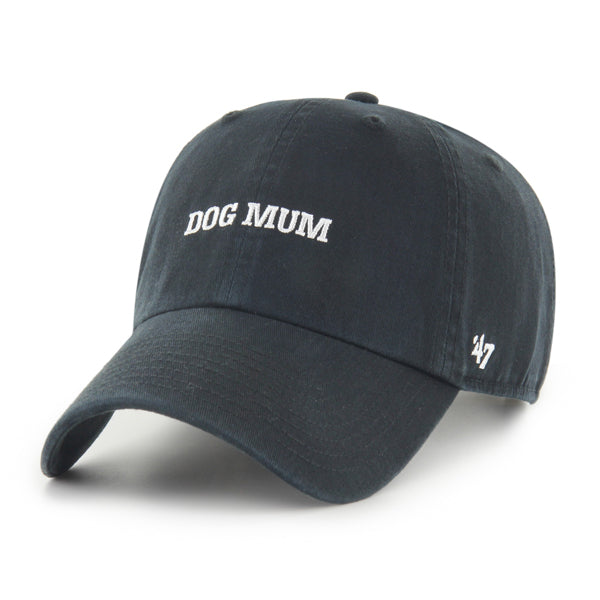 Pictured is this Dog Mum Phrase Base Runner '47 CLEAN UP cap in black. 1
