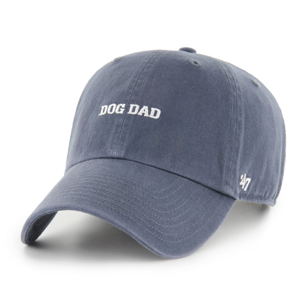 Pictured is this Dog Dad Phrase Base Runner '47 CLEAN UP cap in navy. 1