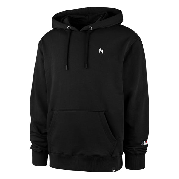 The model is wearing this MLB New York Yankees Base Runner Burnside ’47 Hoodie in black. 1