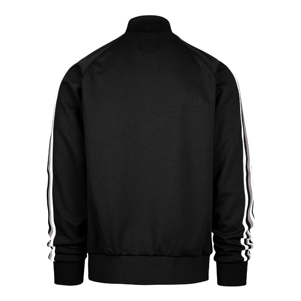 The model is wearing this MLB New York Yankees Core Jetway ’47 Full Zip Track Jacket in black. 2