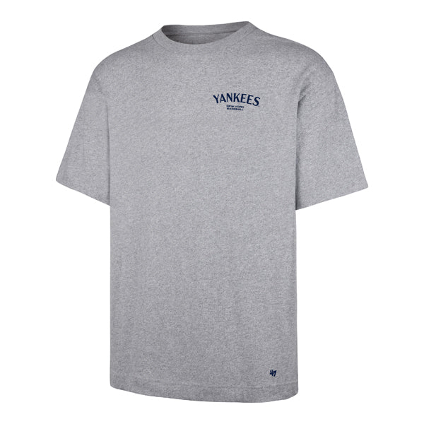 The model is wearing this MLB New York Yankees Constantine ’47 Foundation T-Shirt in grey. 1
