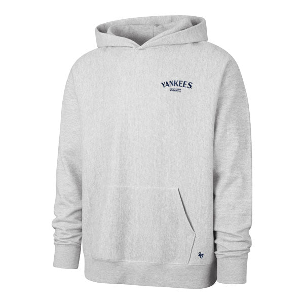 The model is wearing this MLB New York Yankees Constantine ’47 Foundation Hoodie in grey. 1