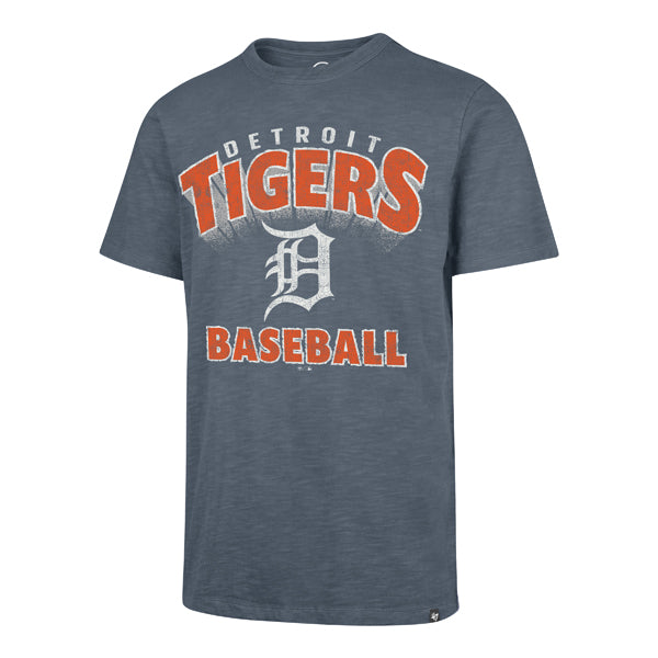The model is wearing this MLB Detroit Tigers Dunmoure ’47 Heavy Slub T-Shirt in grey. 1