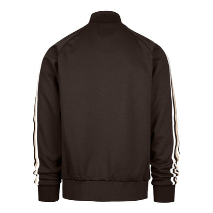 The model is wearing this MLB New York Yankees Jetway ’47 Full Zip Track Jacket in dark brown. 2